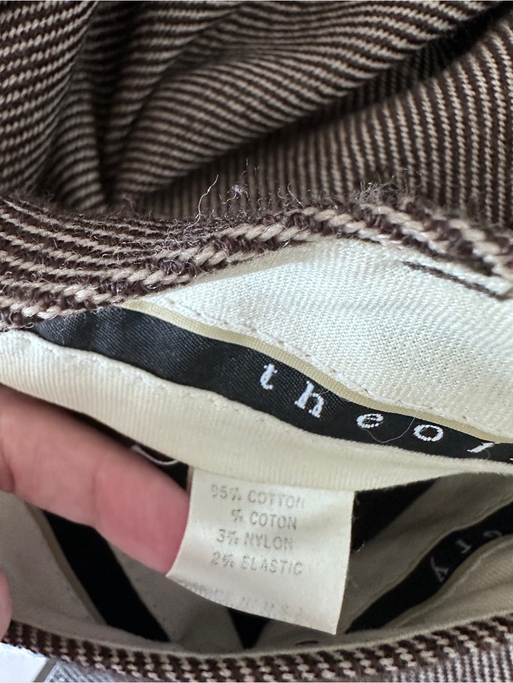 Theory Brown Herringbone Cotton Blend Straight Leg Dress Pants Pockets 8 - Picture 10 of 15